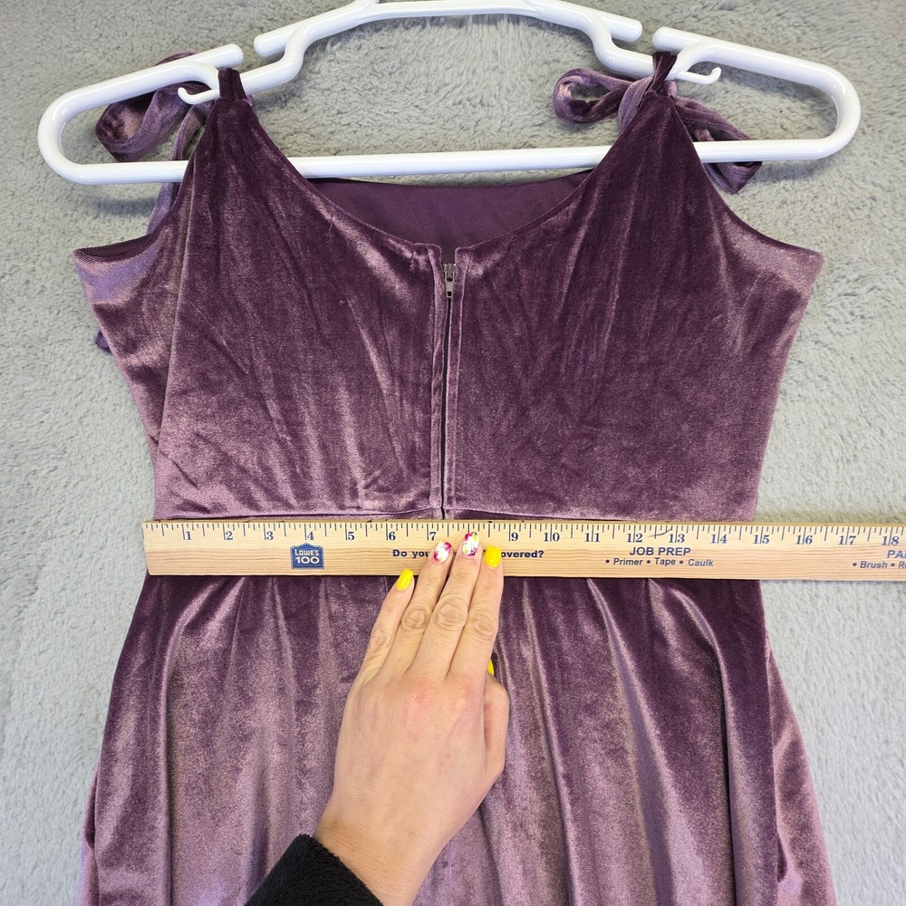 Y2K Whimsigoth Velvet Dress Womens L Purple Fairy Coquette Festival Mini Glam - Picture 11 of 16
